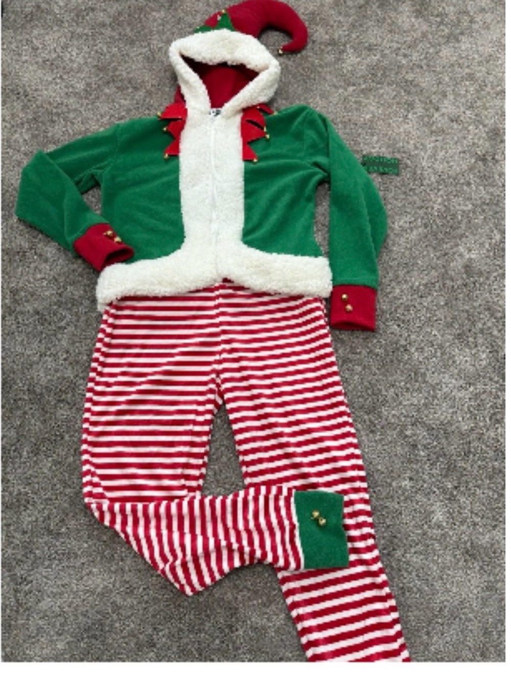 Red & White Striped and Green Holiday Elf Jumpsuit/costume